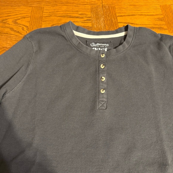 Pact Organic Cotton Henley Long Sleeve Thermal in Charcoal Sz XL Sustainable - Picture 6 of 12